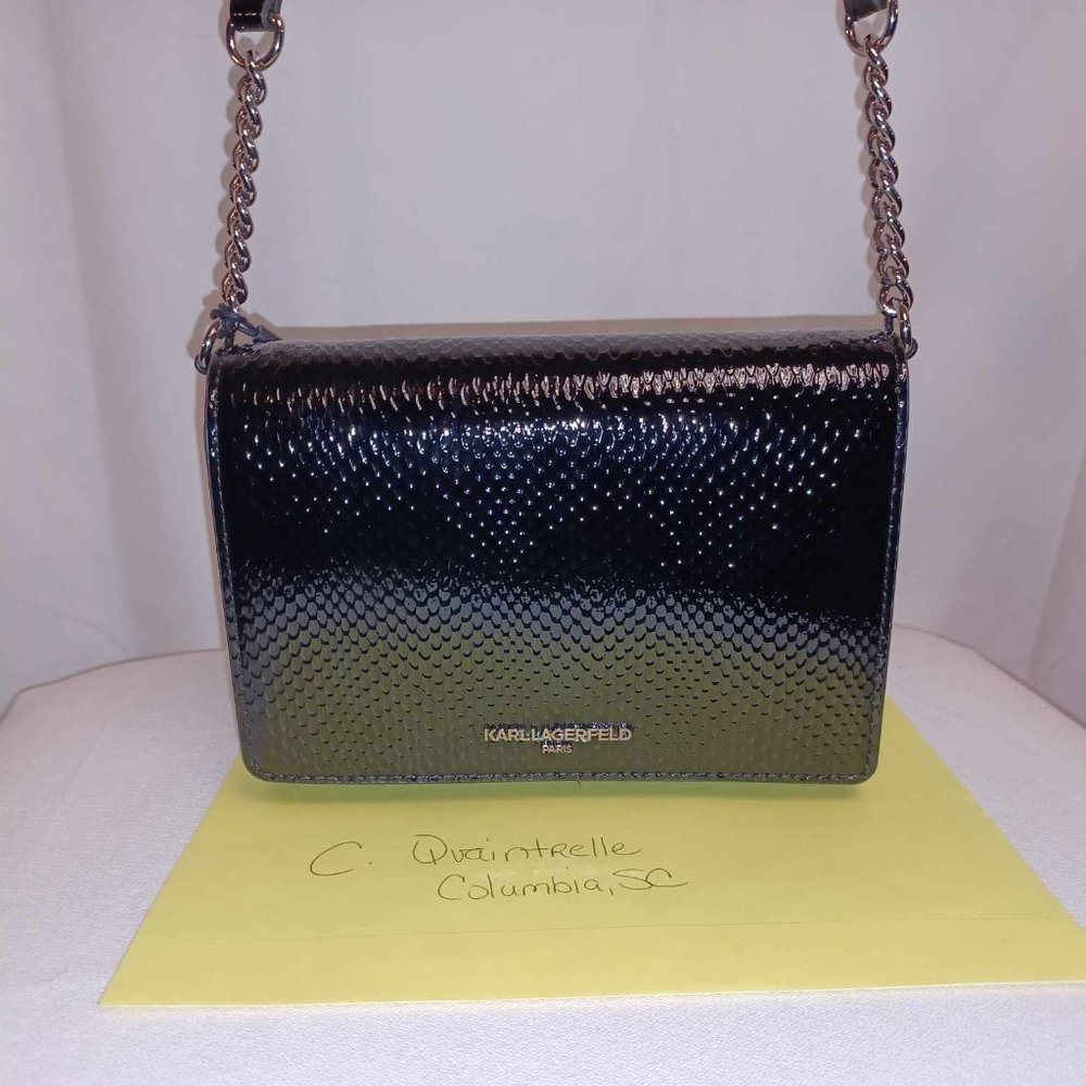Karl Lagerfeld Black 'Gator Crossbody